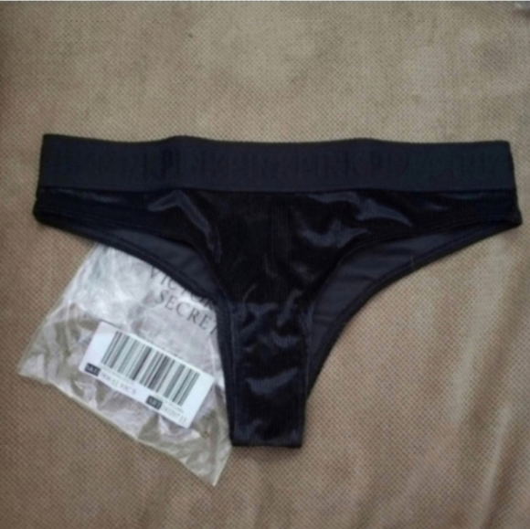 Victoria's Secret PINK ribbed velvet logo band itsy panty S - Picture 1 of 4